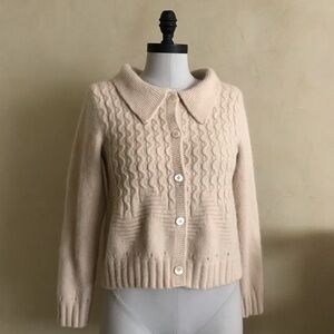 Cream Cable Knit Angora Wool Sweater